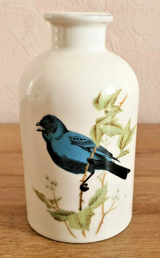 Vintage Small Perfume Bottle Porcelain from Paris Decor Blue Bird