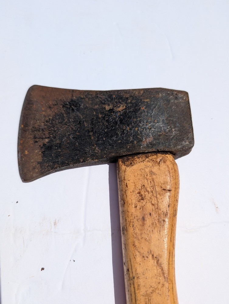 Vintage Hatchet Axe Wood Handle Camp Camping Tool Primitive Rustic 13in