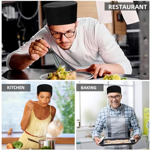 Chef Skull Cap – Adjustable & Breathable Mesh Chef Hats for Men One Size Black