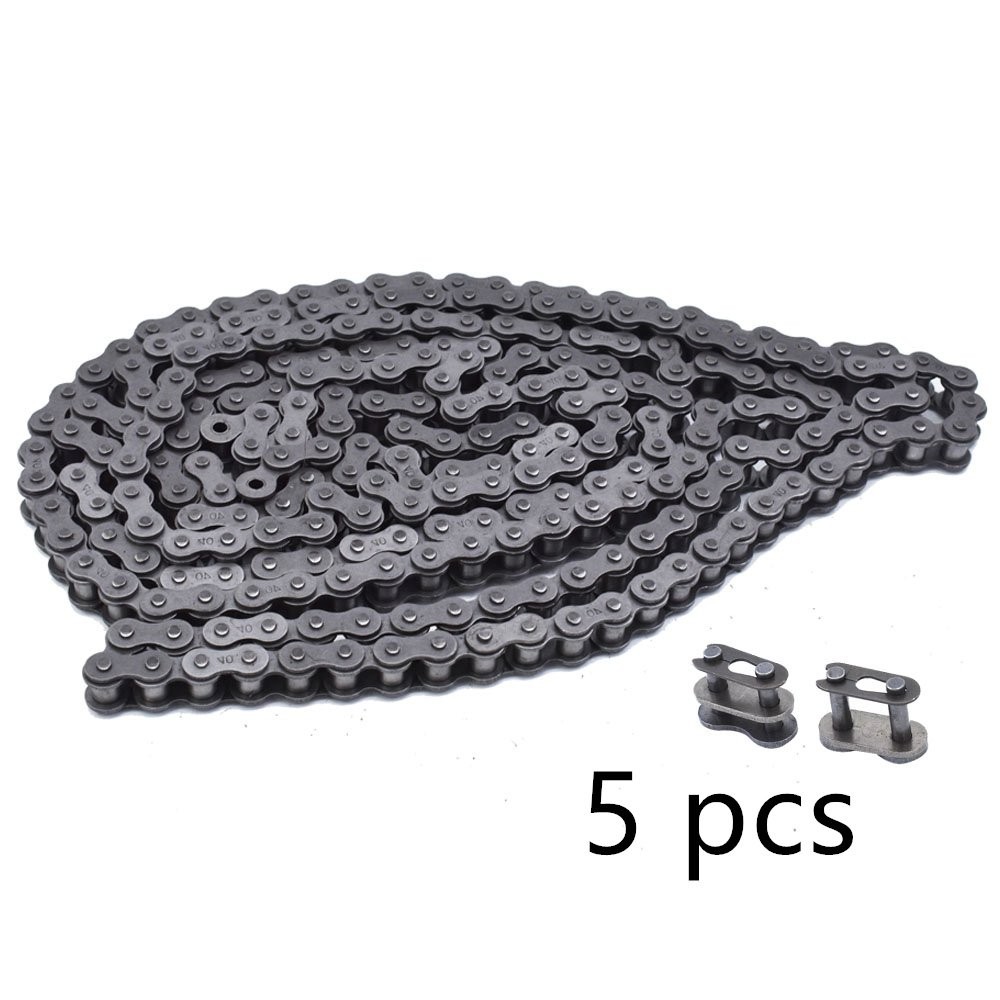 5 Pack #40 Roller Chain 10 Feet With 2 Connecting Links NEW