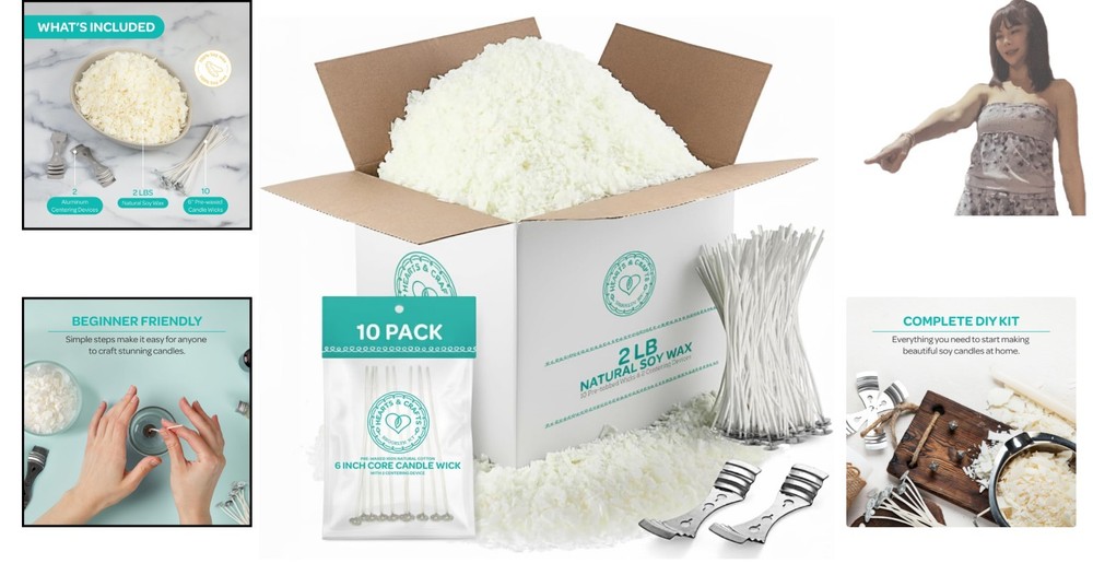 Complete 2 lb Soy Wax Candle Making Kit - Wicks & Centering Devices Included