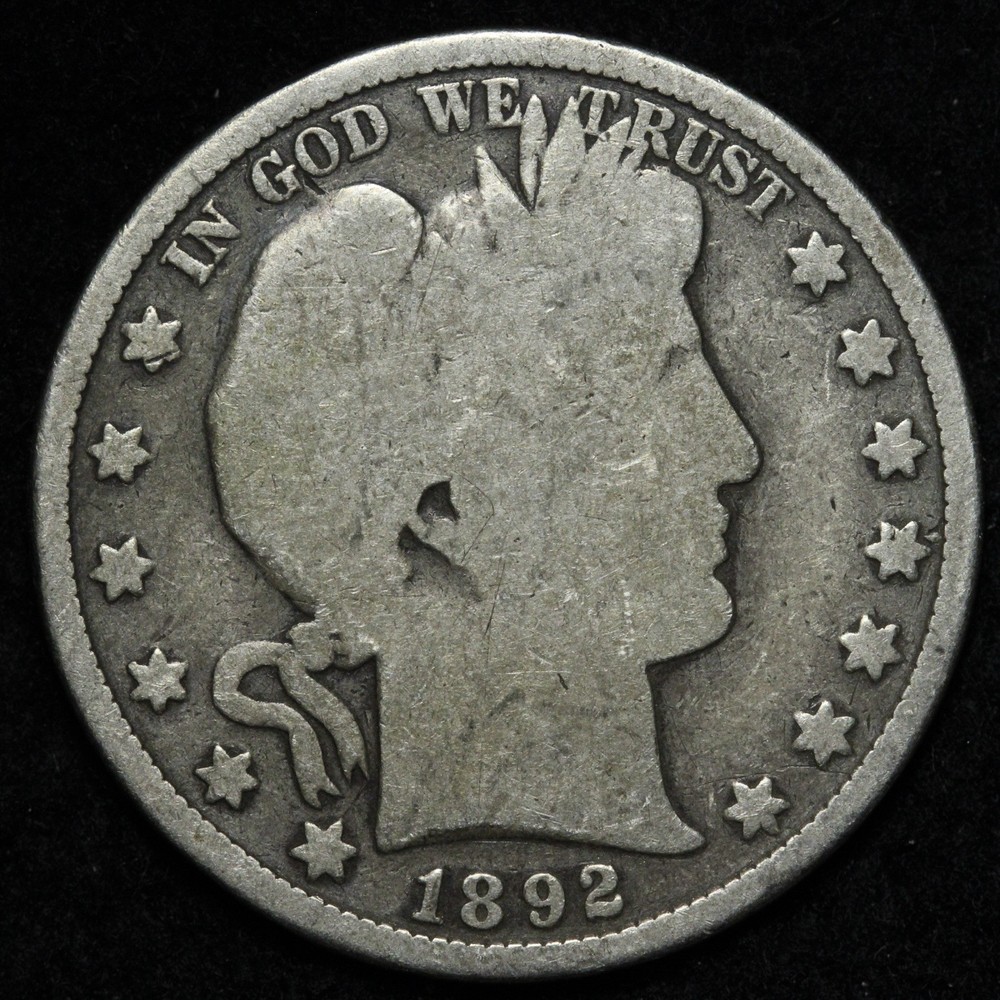 1892 Barber Silver Half Dollar GOOD E306 TUEM