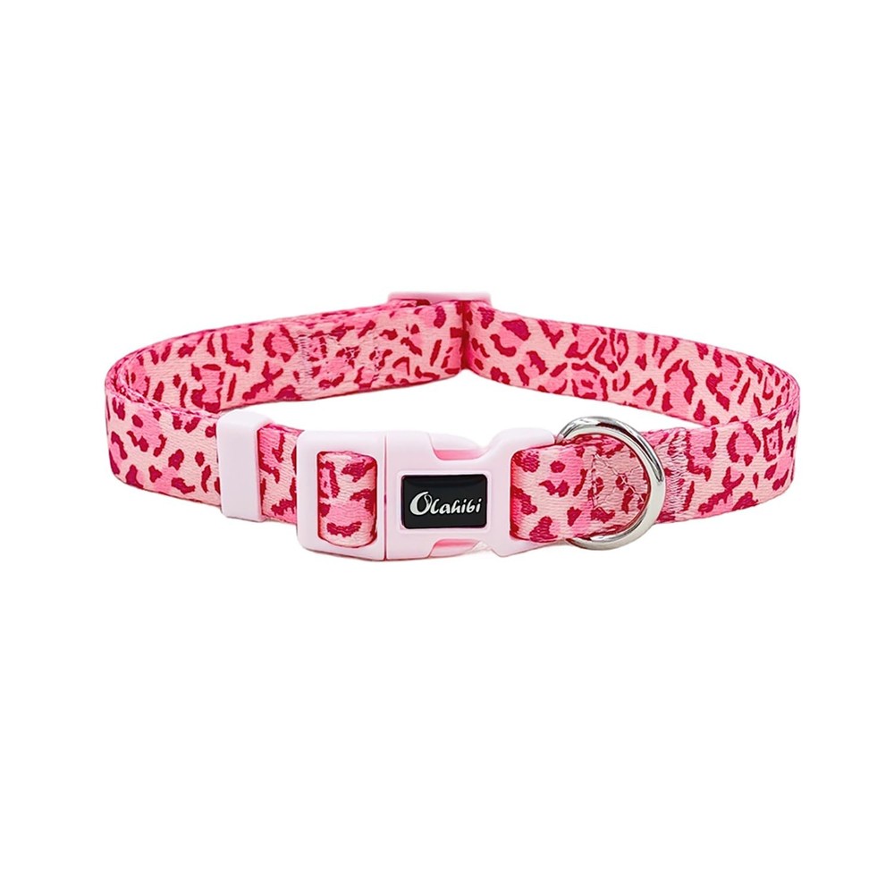 Dog Collar Leash Set, Leopard Pattern, Polyester Material, Adjustable Collar ...