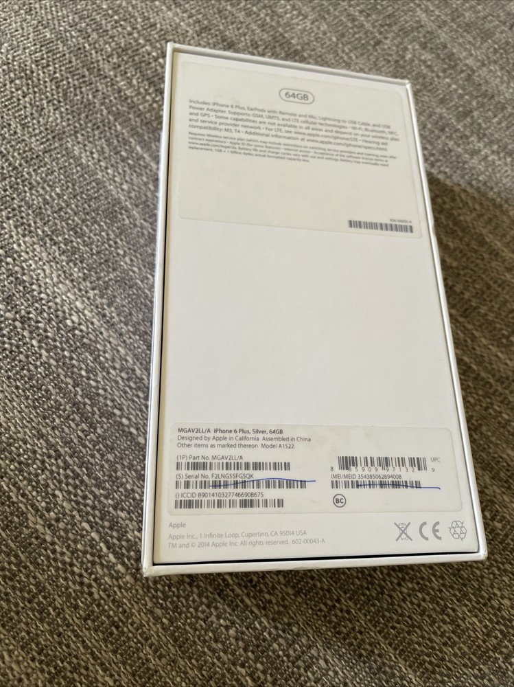 Apple iPhone 6 Plus 64GB EMPTY BOX ONLY w/Plastic Inserts GREAT DEAL