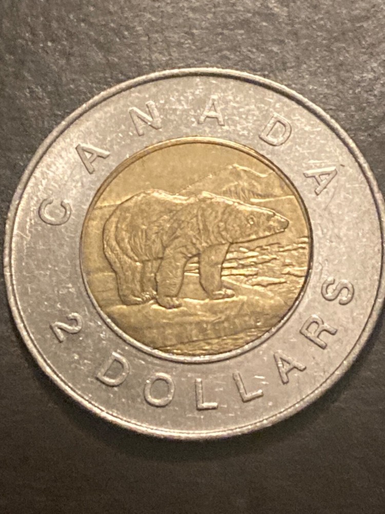 1996 Canada $2 Dollars Off Center Error