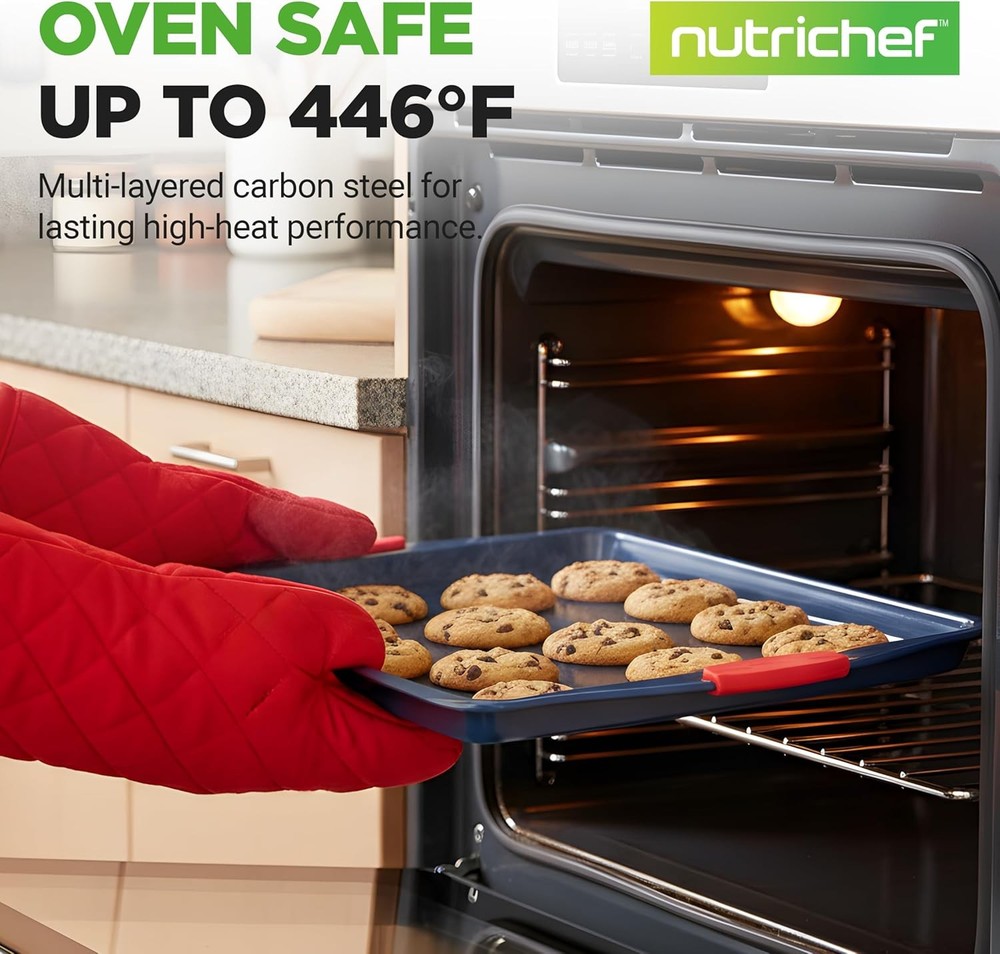 NutriChef Non-Stick Easy-to-Clean Bakeware Set 3 Pc - Blue (Open Box)