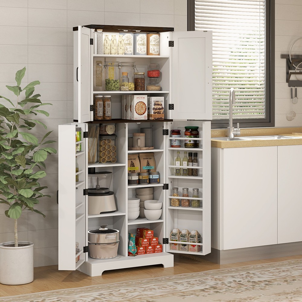 64" Kitchen Pantry Storage Cabinet with Motion Sensor Light
