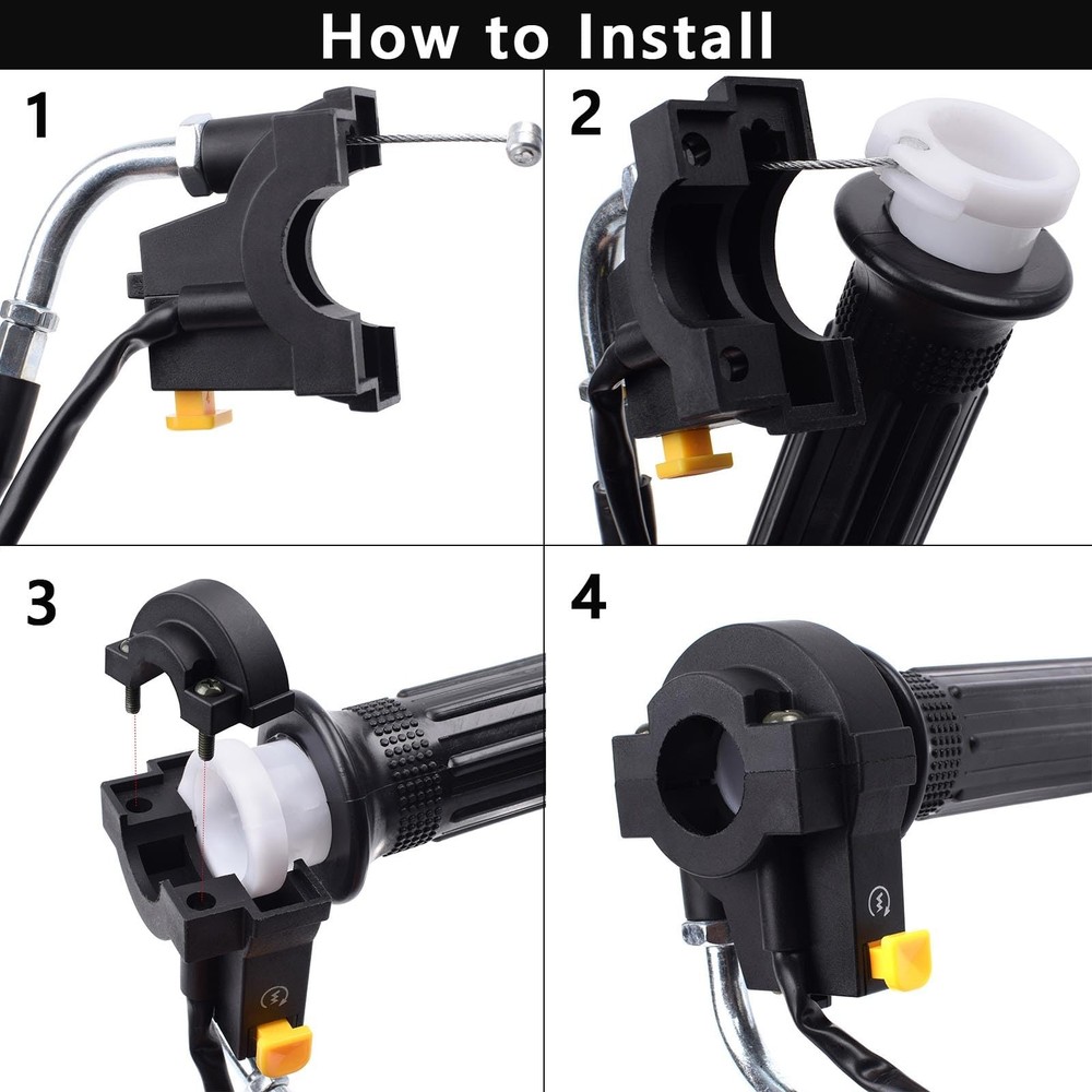 Twist Throttle Handle Grip Assembly + 36" Throttle Cable with Kill Switch Set...