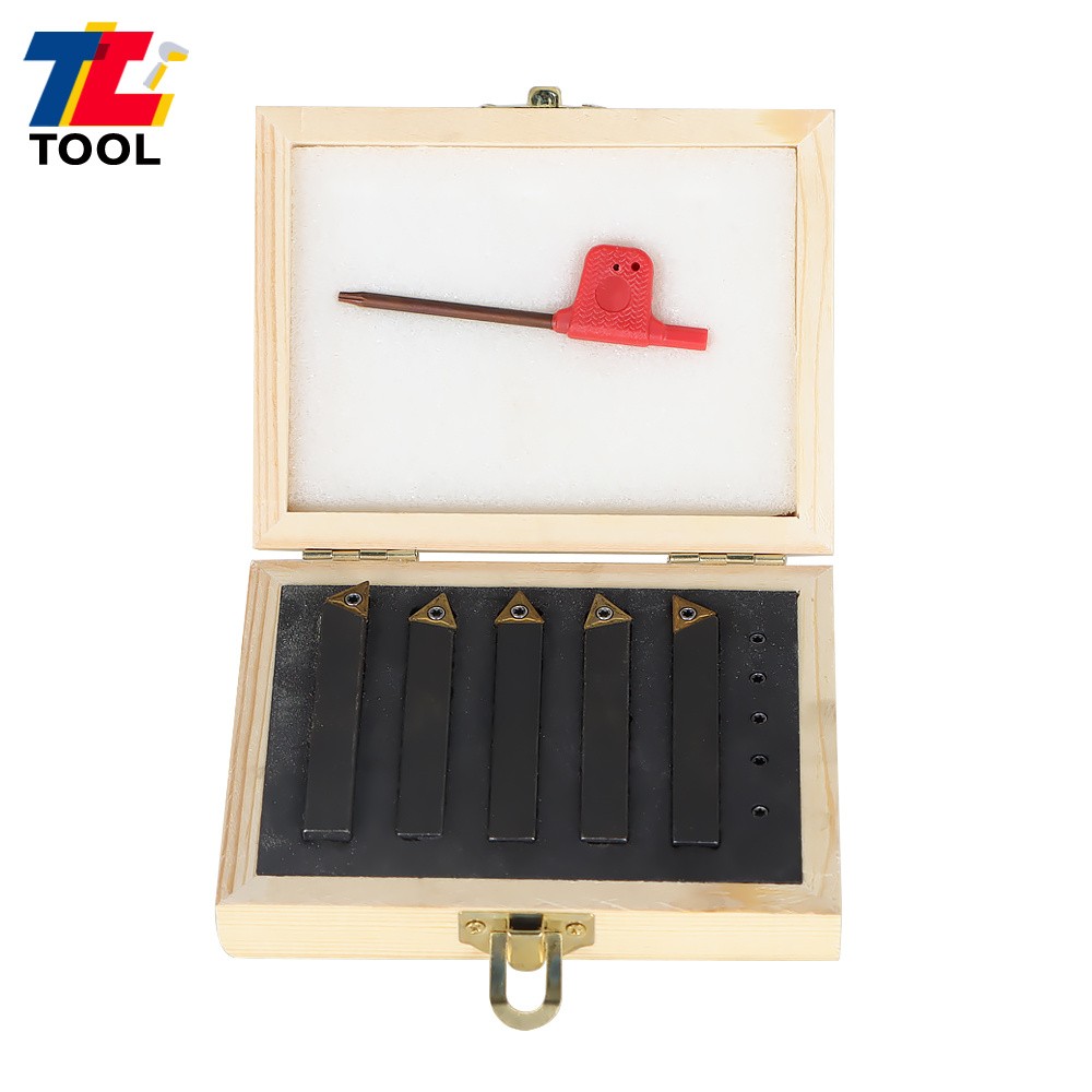 5-Pcs 3/8" Carbide Indexable Turning Tool Lathe Tool Bit With Carbide Inserts