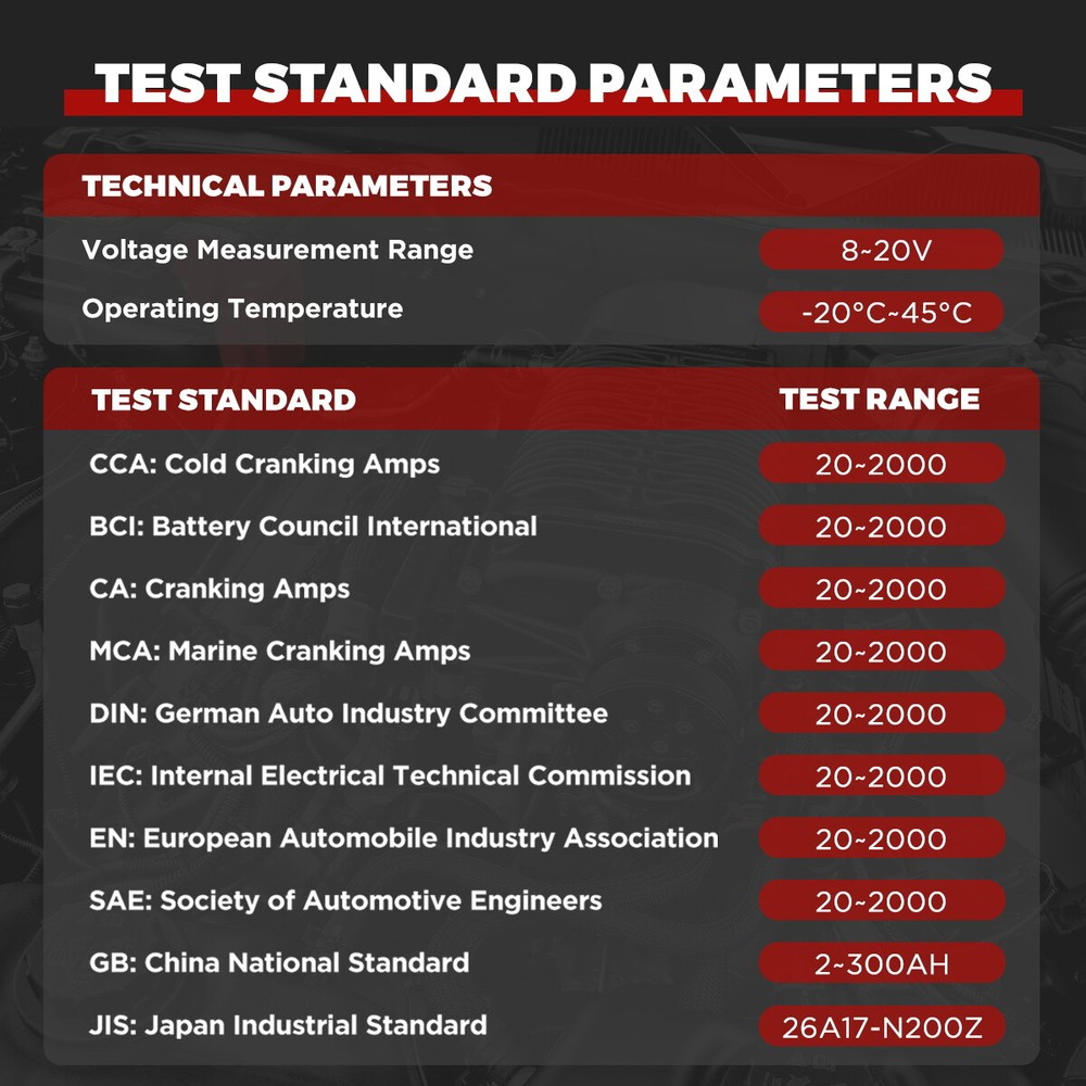 Motorcycle Battery Tester Battery Load Tester Cranking Charging System Analyzer