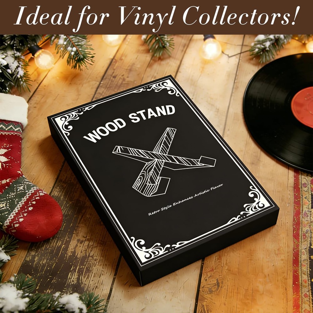 Now Playing Vinyl Record Stand, Single Wood Display, 1 brown