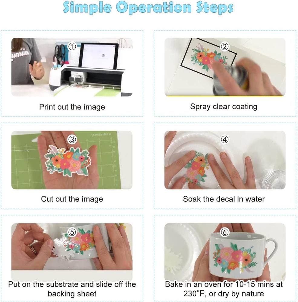 Clear Waterslide Transfer Paper Inkjet Printer Decal Sheets