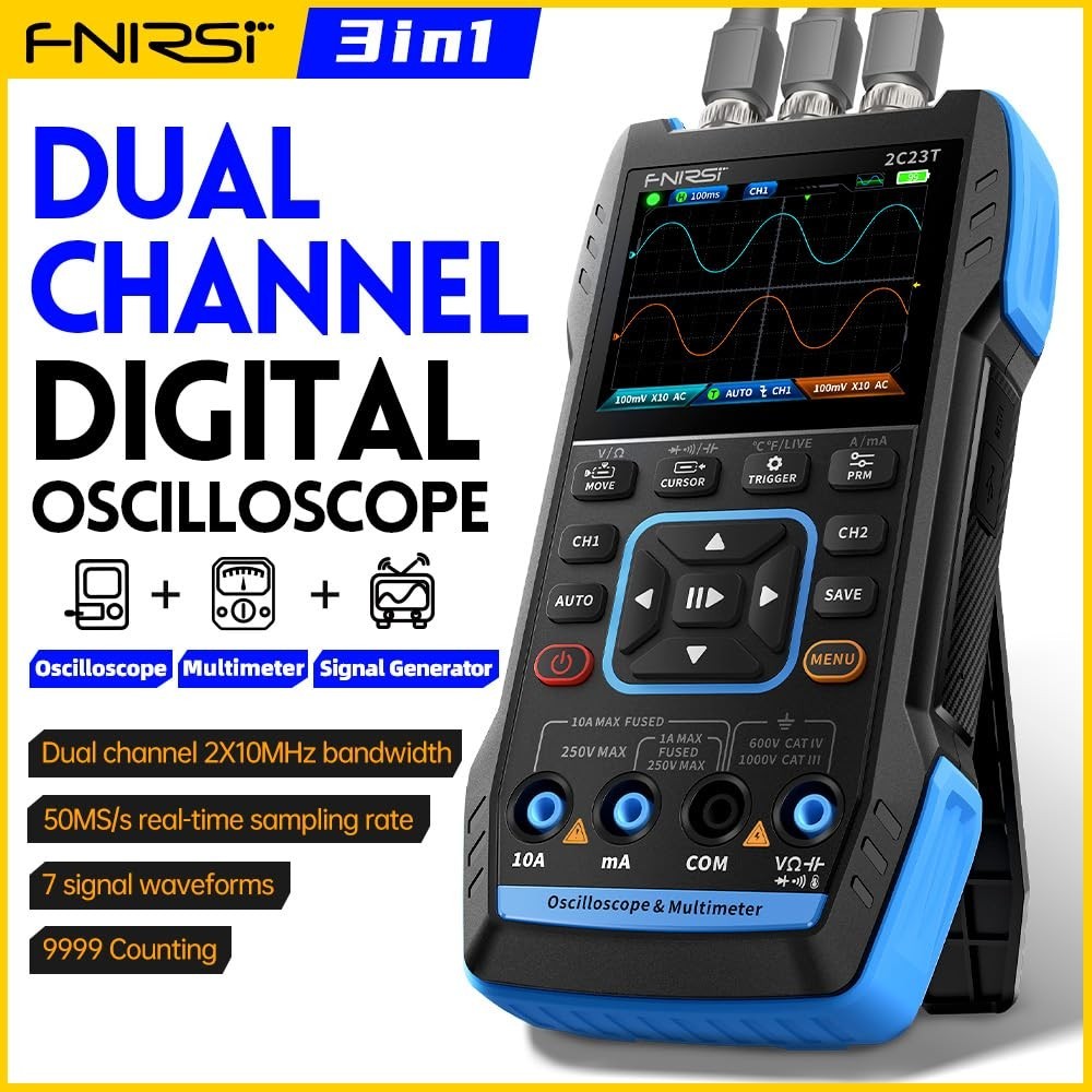 3-in-1 Handheld Oscilloscope Multimeter Generator 2 Channels 10MHz