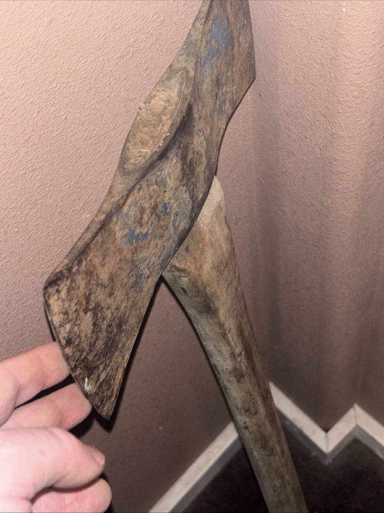 Vintage COLLINS Double Head Headed Bit AXE Ax with Original Handle Blue