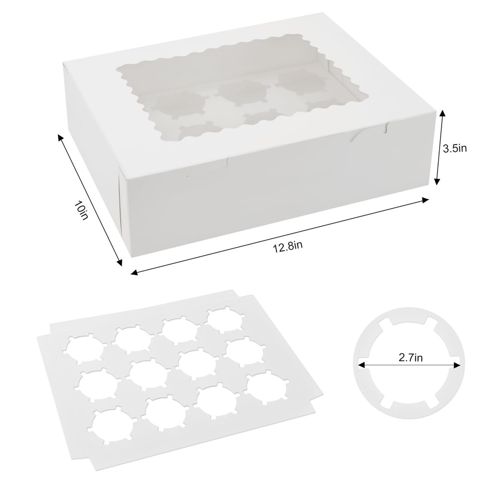 12 Sets x 12 Count Cupcake Containers Boxes Containers with Window 12.8 x 10 ...