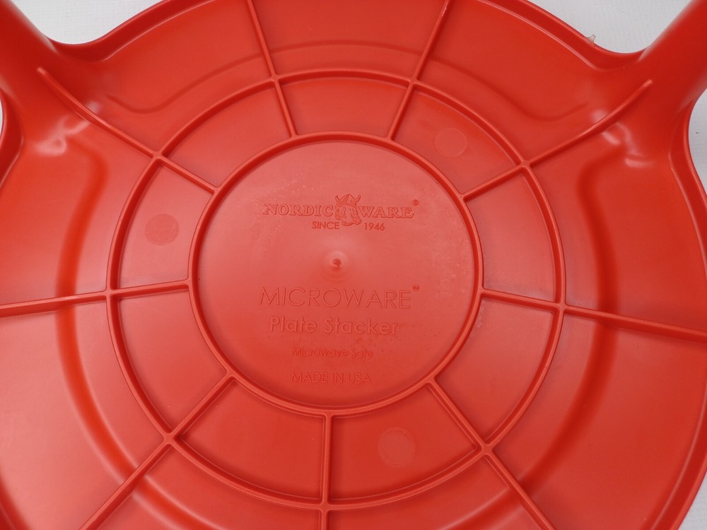 Nordic Ware Microwave Plate Stacker Two Plates At Once Red Plastic