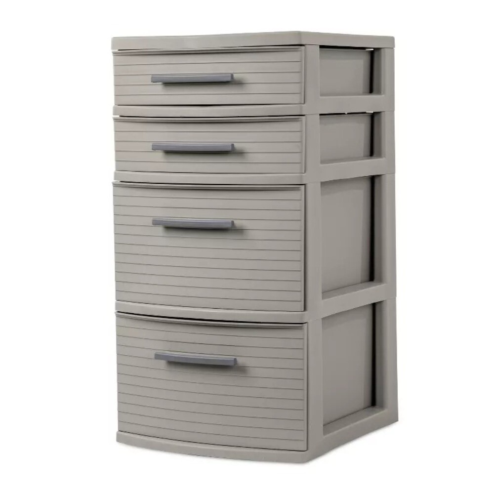 4 Drawer Weave Tower: Plastic Storage Organizer, Universal Storage