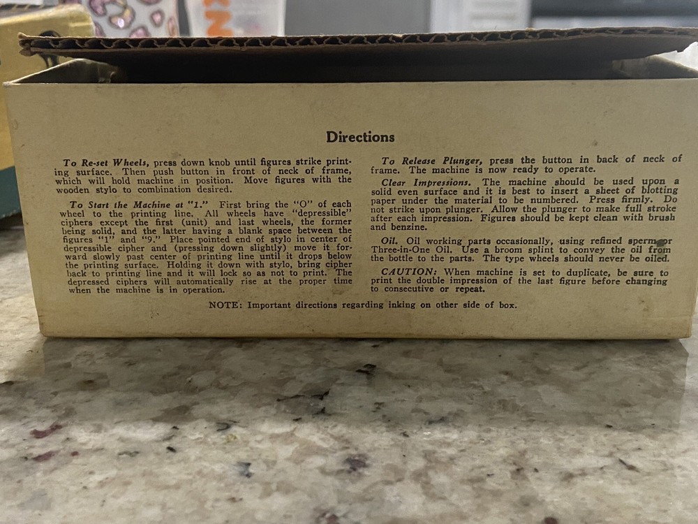 Vintage Nate’s Standard Movement Numbering Machine