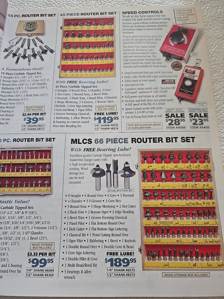 MLCS Woodworking Catalog Order Form Parts List 2008