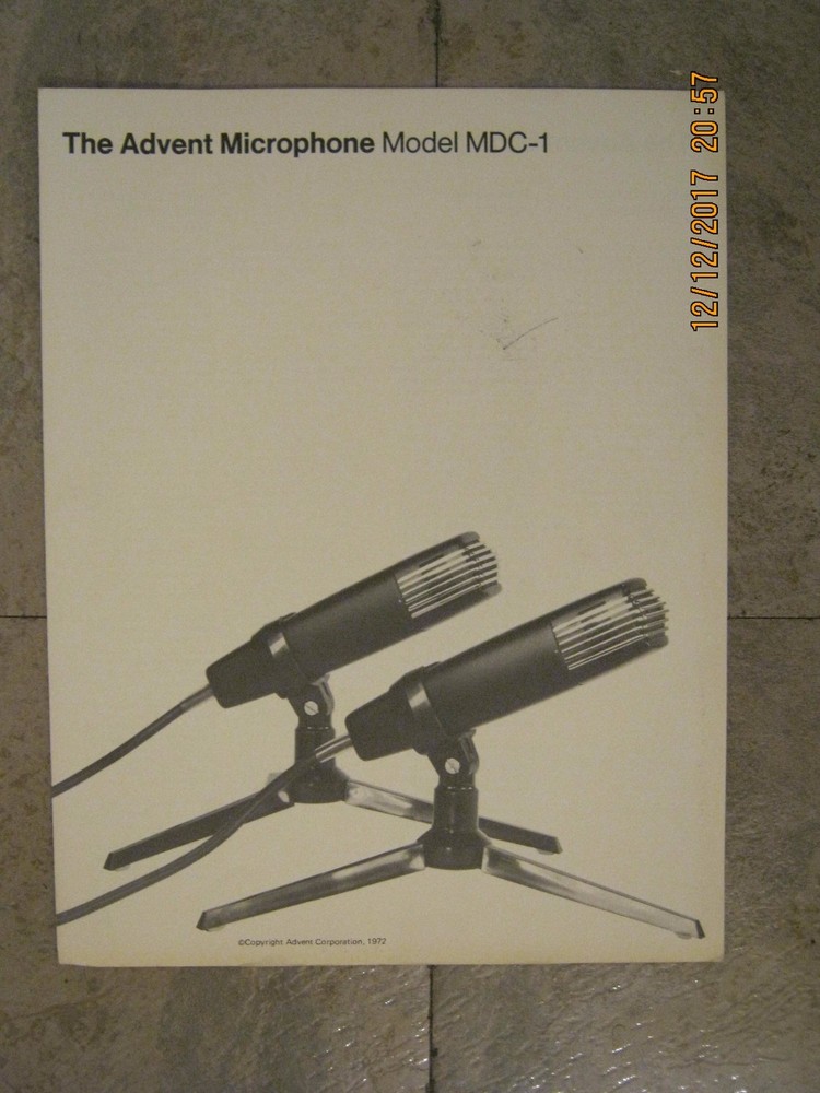 Advent microphone brochure Model MDC-1 - Clean!