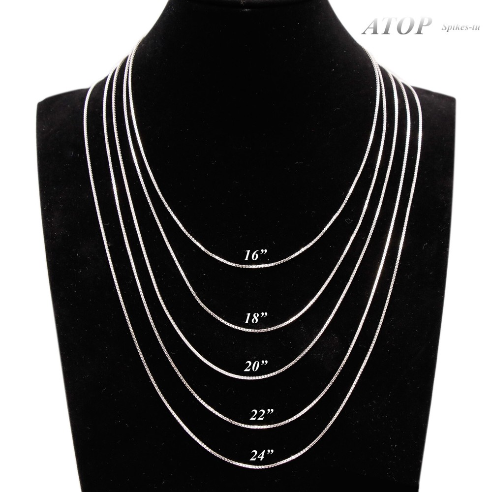 Italian Solid Sterling Silver Square Box Link Chain Necklace 925 Silver Chain