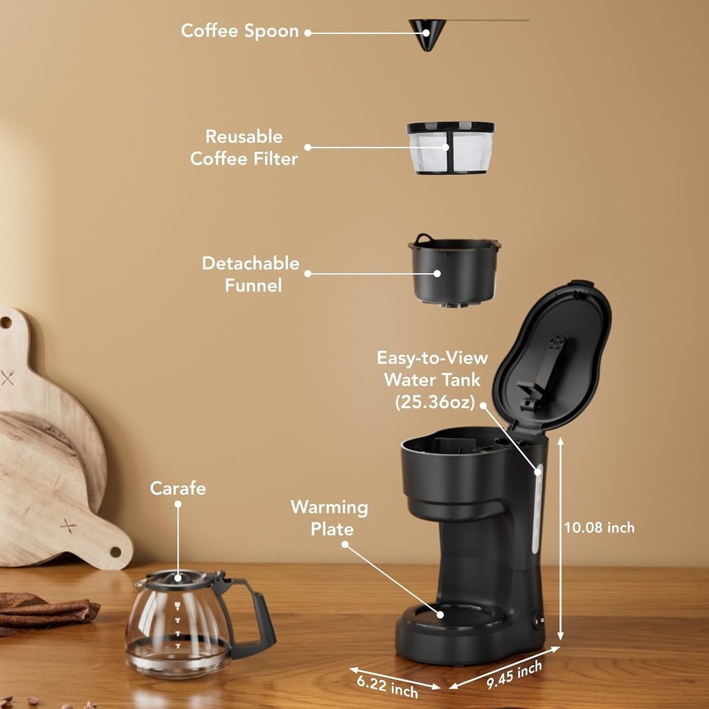 COWSAR Compact Coffee Machine Drip Coffee Maker with Pause & Brew, 2H Keep Warm