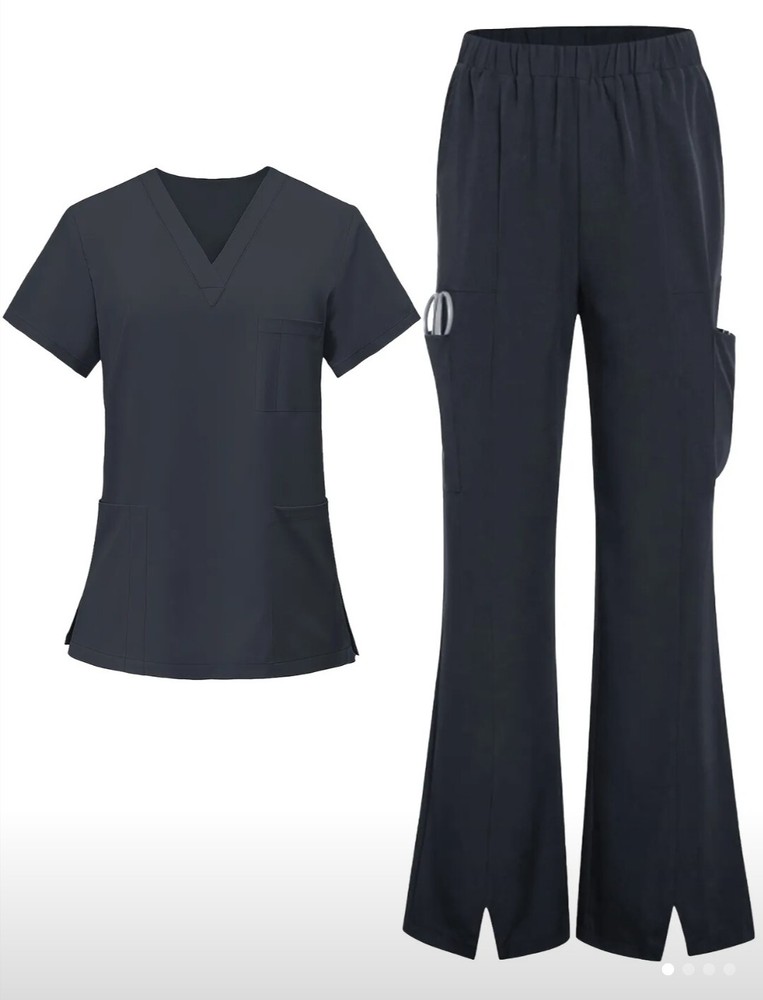 Women's Stretchy Scrub Set with Pockets, Breathable Polyester Blend, 2xL