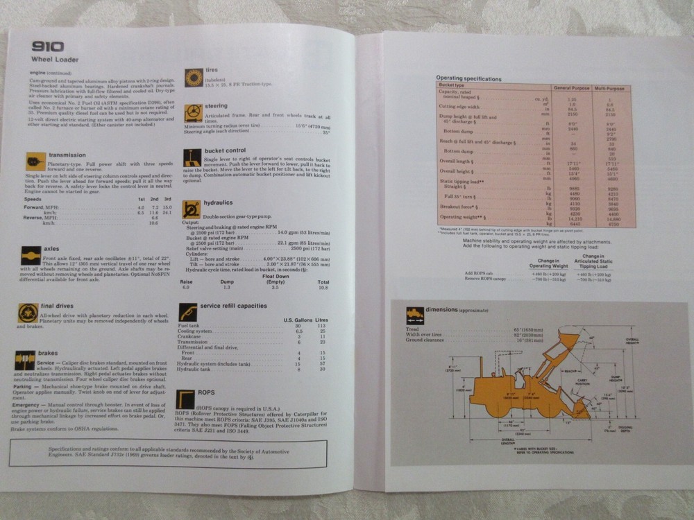 Caterpillar 910 Wheel Loader Brochure 1978