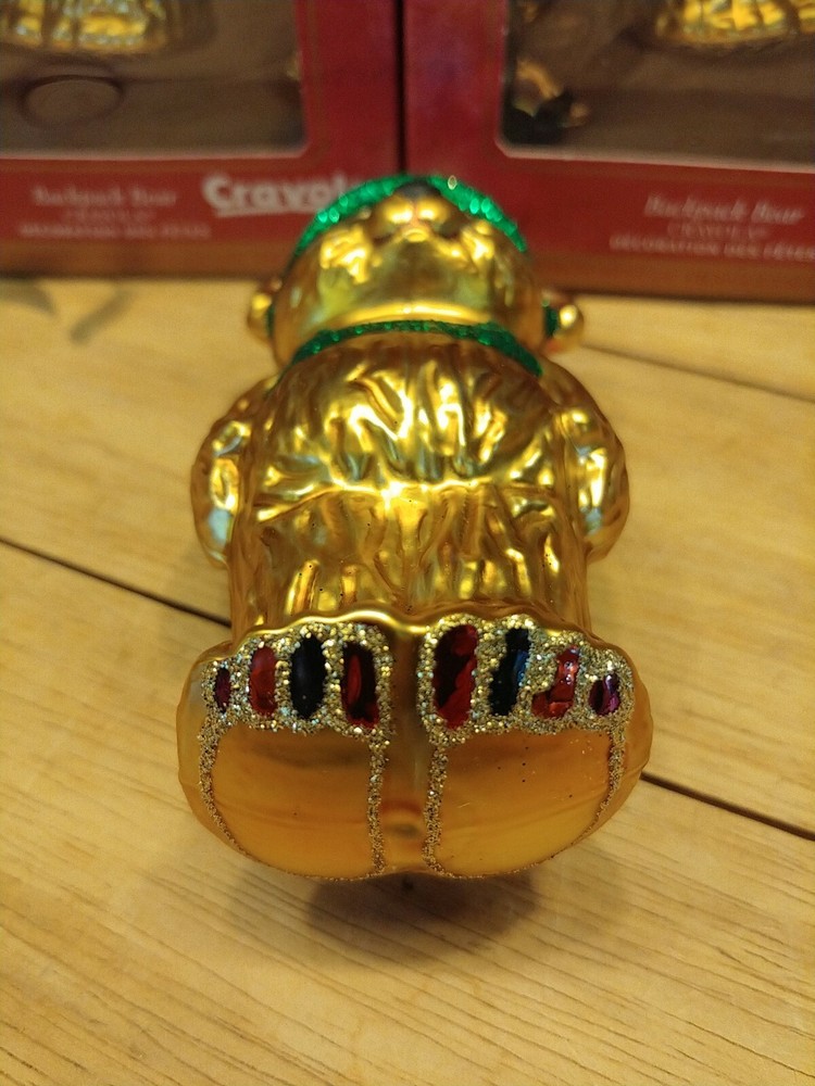 HALLMARK Keepsake Backpack Bear Crayola Blown Glass Ornament 2000 (2) Per Order!