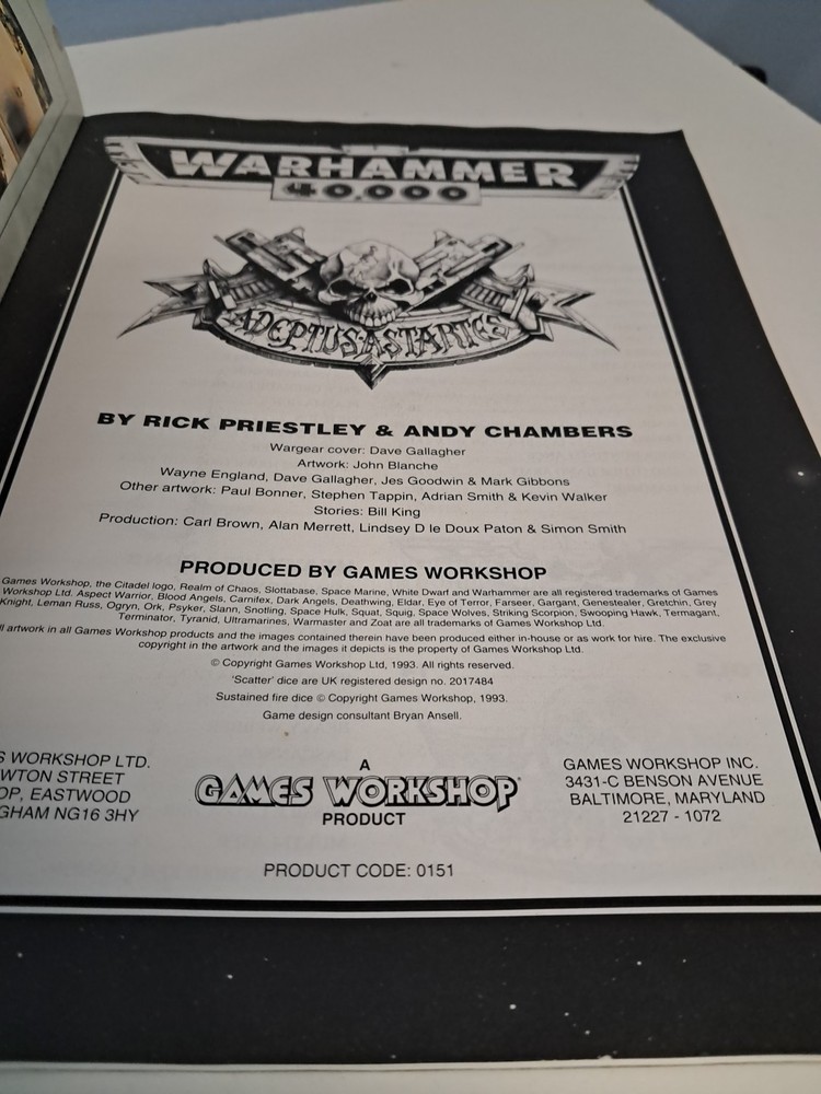 Warhammer 40k Wargear Booklet Games Workshop 1993 Code 0151