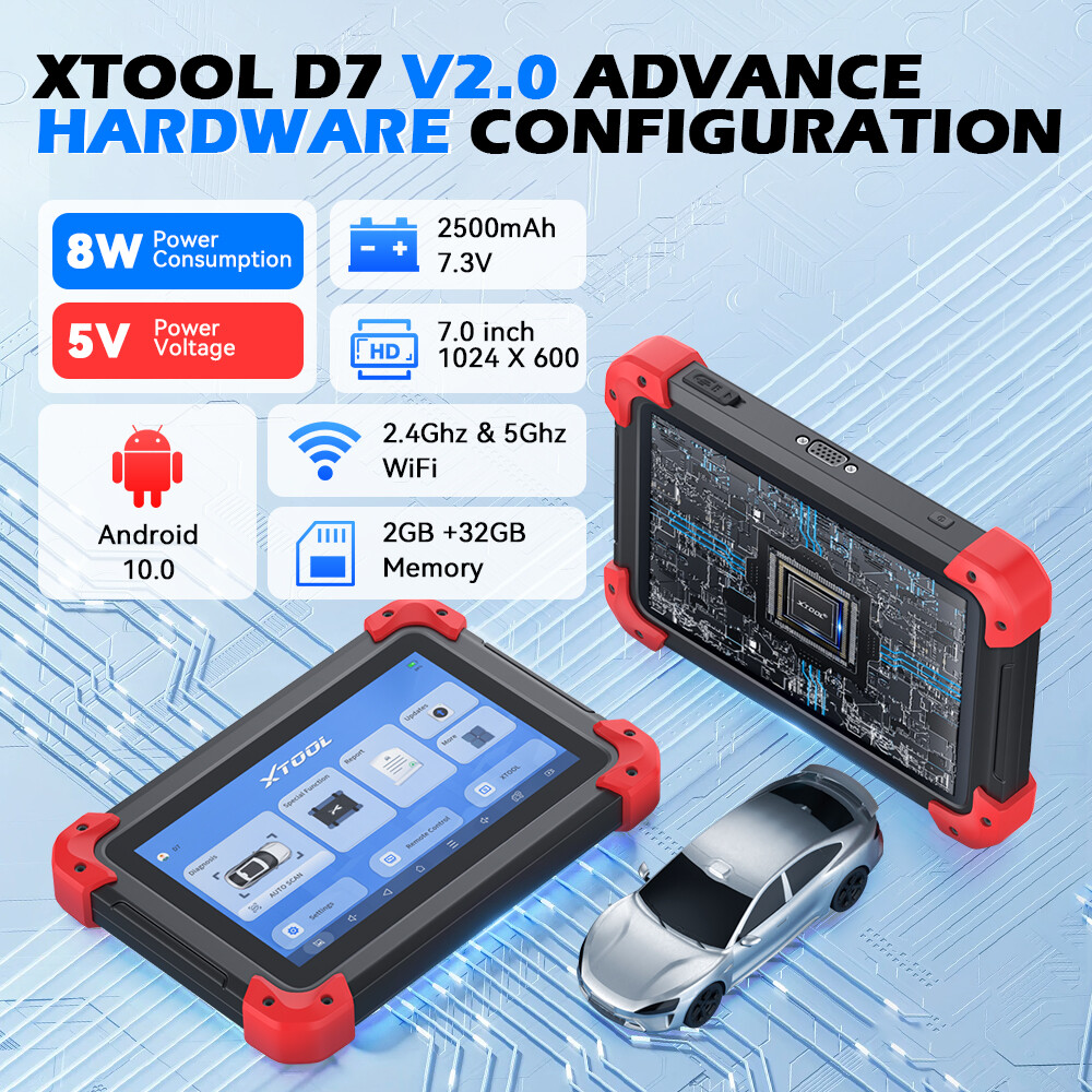 XTOOL D7 V2.0 Bidirectional All System Diagnostic Tool ECU Coding Key Programmer