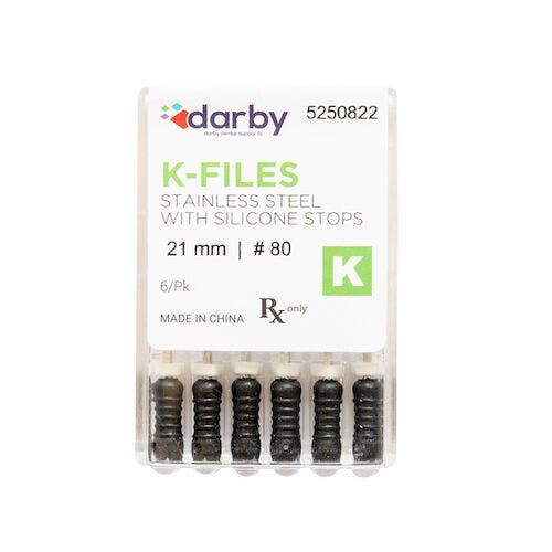 K-Type Files, 21mm, #80, 6/Pkg