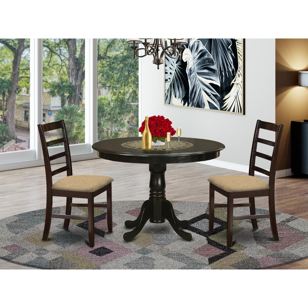 HLAN3-CAP-C 3 Pc Kitchen nook Dining set-round Kitchen Table and 2 slatted...