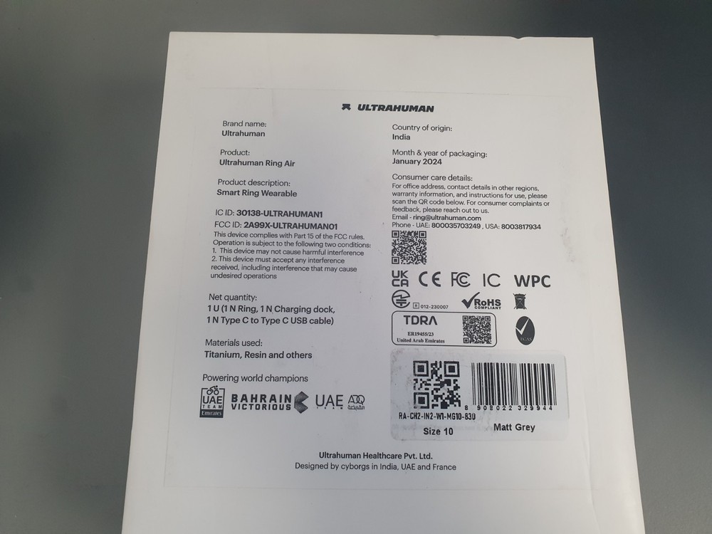 Ultrahuman Air Ring - Size 10