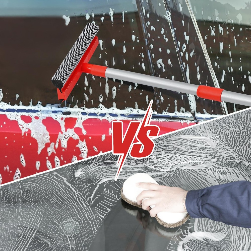 MAVRIZ Windshield Cleaner Tool 2 in 1 Car Window Squeegee with Extendable Han...