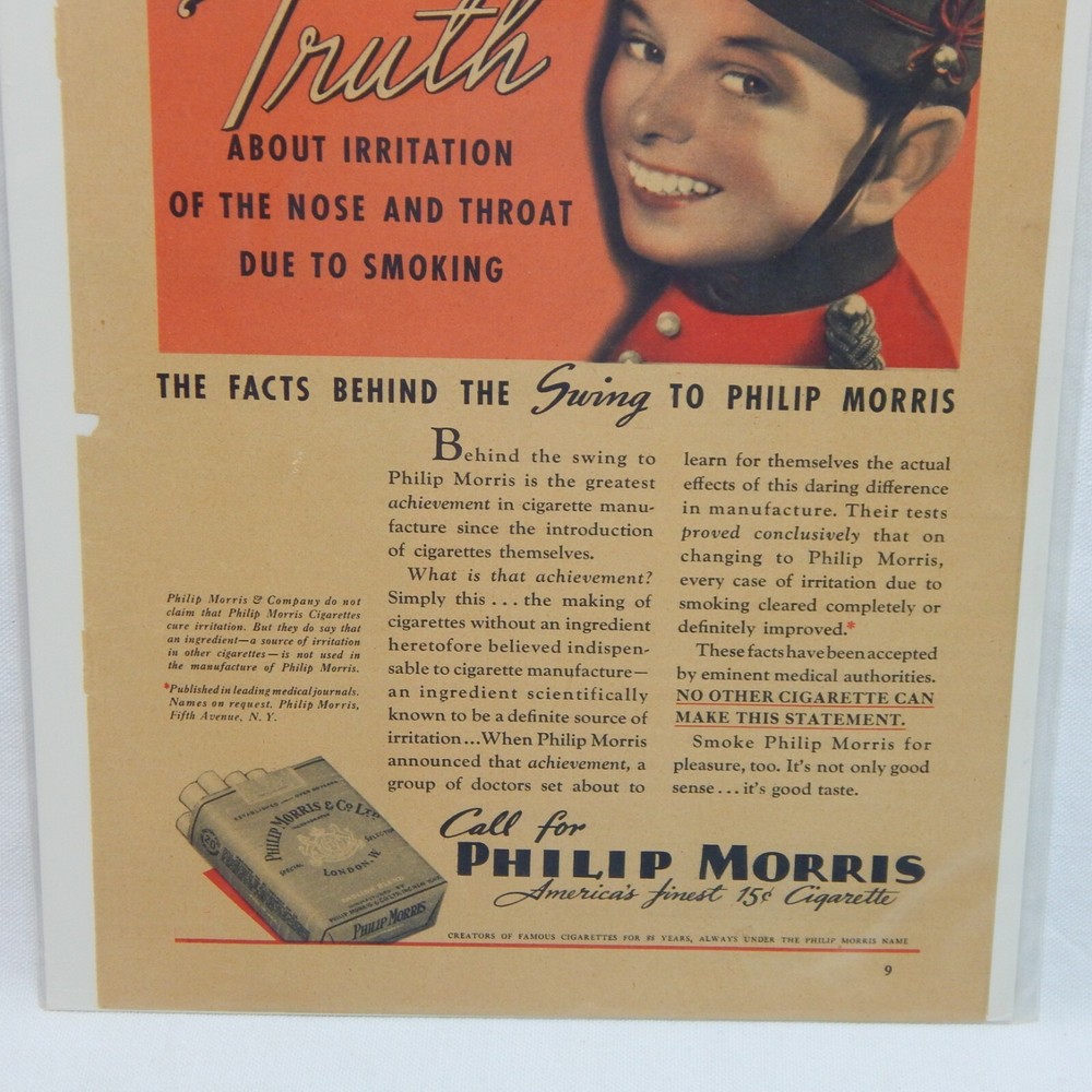 1936 PHILIP MORRIS CIGARETTE PHILIP MORRIS INC. ADVERTISEMENT