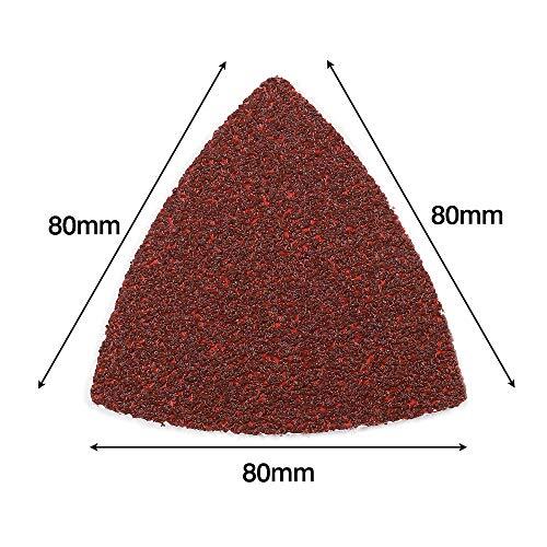100 Pcs Triangle Hook & Loop Sandpaper Fit 3-1/2 Inch Oscillation Multi Tool