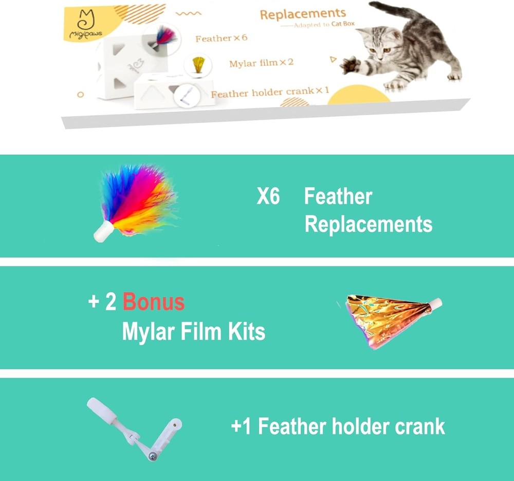 Migipaws Upgrade Rainbow Feather Replacement for Automatic Refill, Colorful