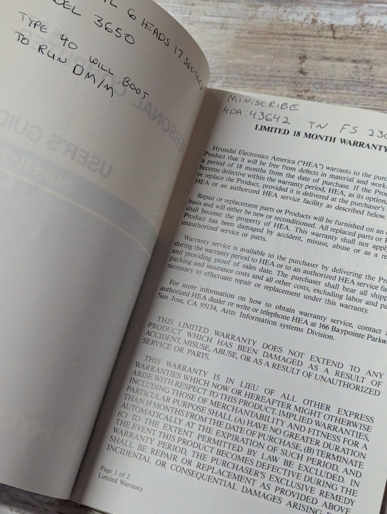 Vintage Computer Book Manual 1980's Super -286CUser's Guide Small Form Factor PC