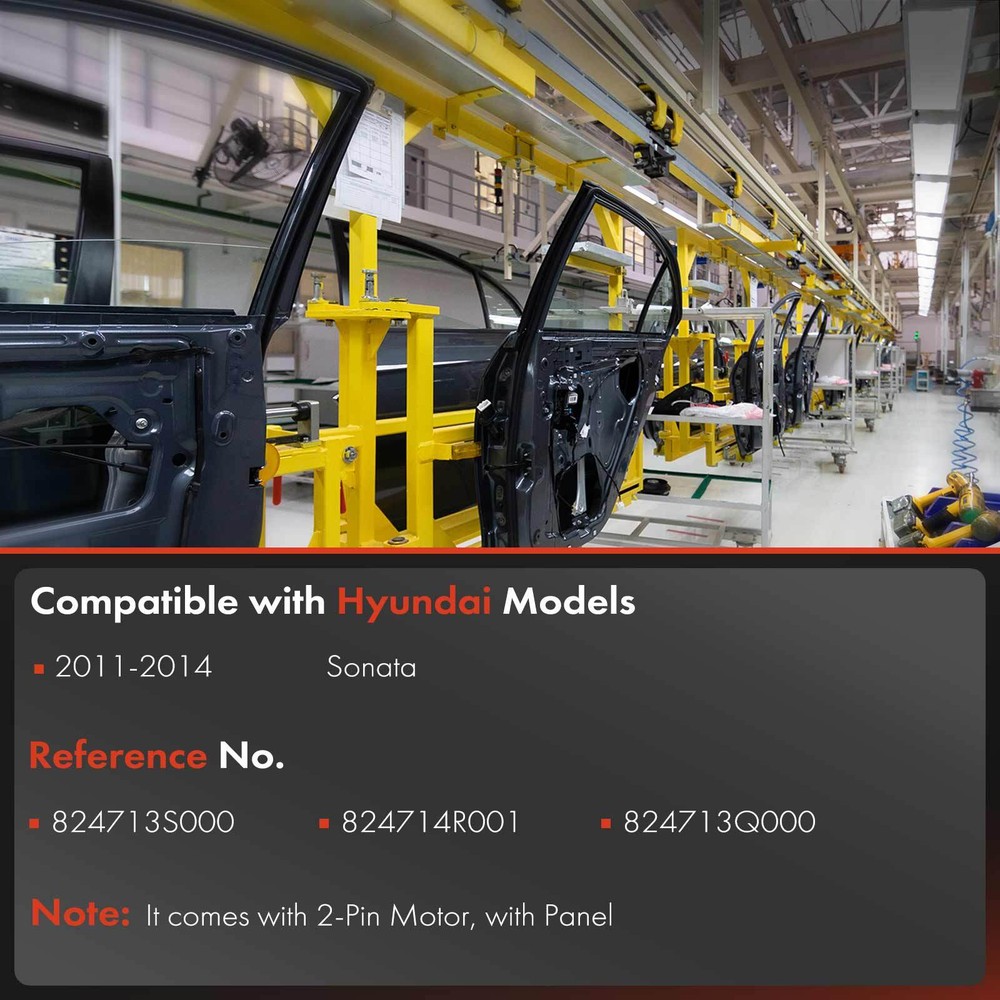 Front Left Power Window Regulator w/ Panel & Motor for Hyundai Sonata 2011-2014