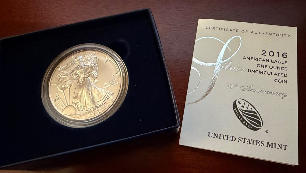 2016-W Burnished Silver Eagle with OGP and COA