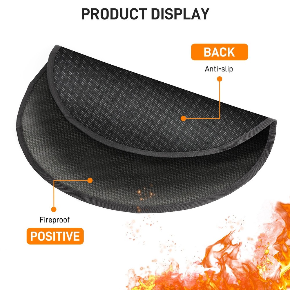20 inch Fire Pit Mat Round 4-Layer Under Grill Mat Fireproof Fire Pit Pad Black