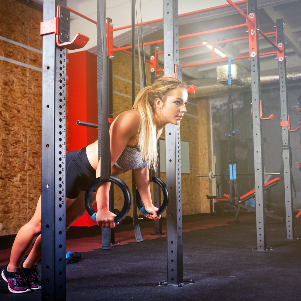 Gymnastic Rings 1100lbs Capacity with 14.76ft Adjustable Buckle Straps Pull Up E