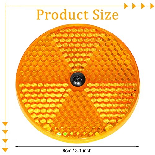 10 Pack Front Round Reflector for Driveway Fence Gate Posts Trailers Yellow