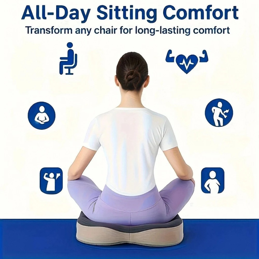 1pc Memory Foam Seat Cushion - 3D Ergonomic Support