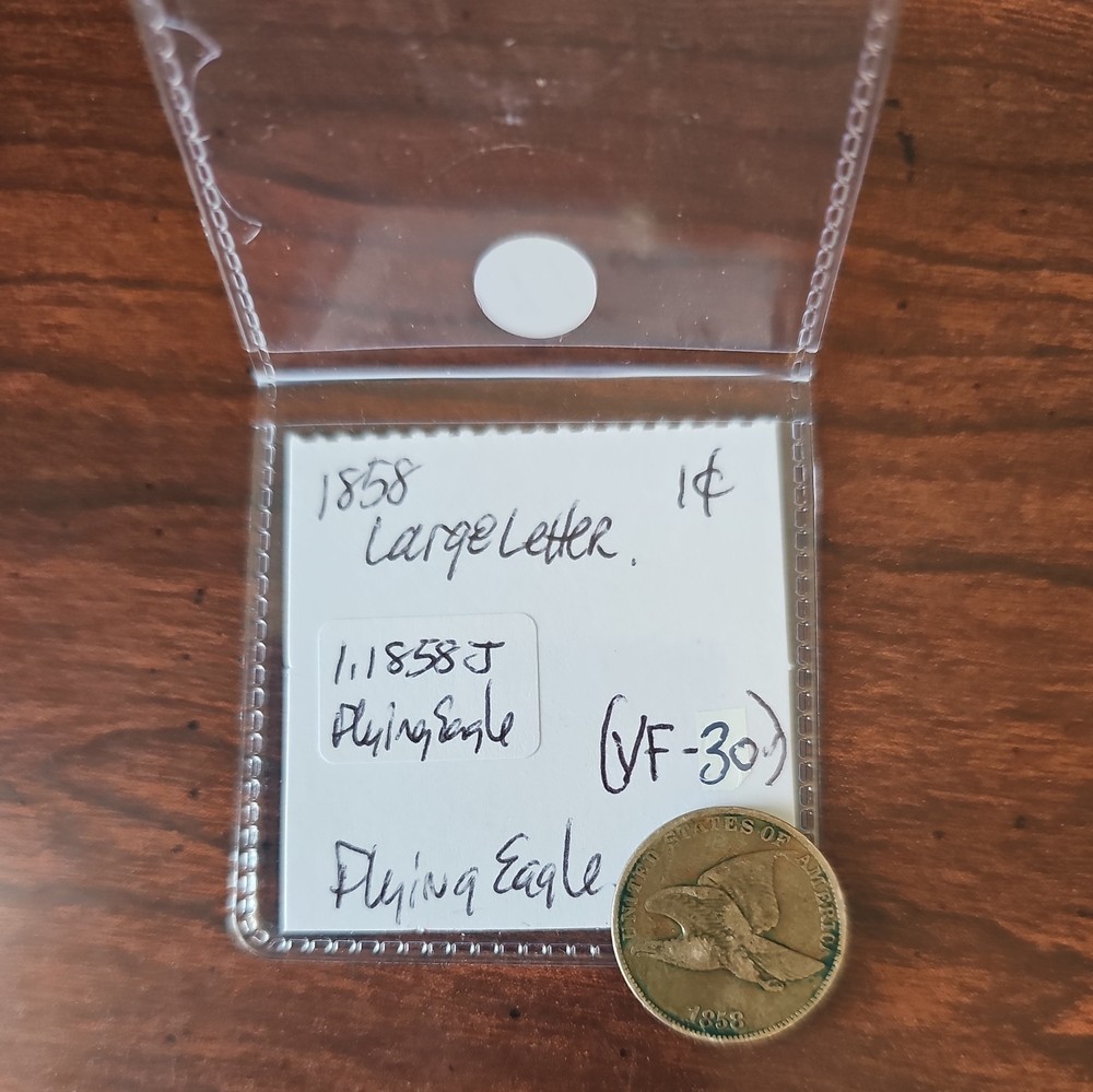 1858 Flying Eagle Cent, Large Letter - Rich Front & Back, VF Details