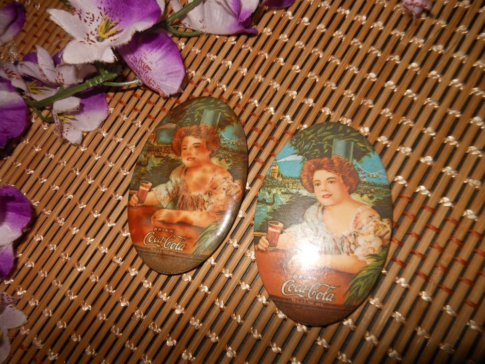 2 Vintage Coca Cola Oval Mirrors
