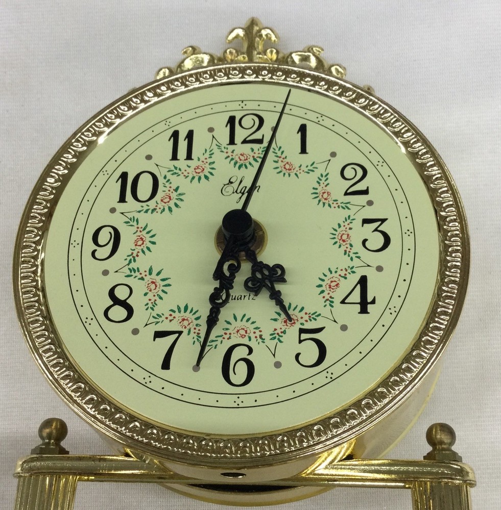 Elgin Quartz Clock With Plastic Dome, Works, 12” Tall, 8” Bottom c5