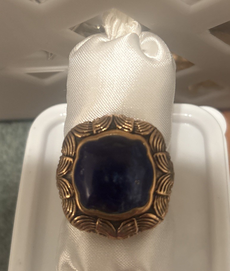 Large Barse Brass Lapis Luzuli Ring Beautiful Ring