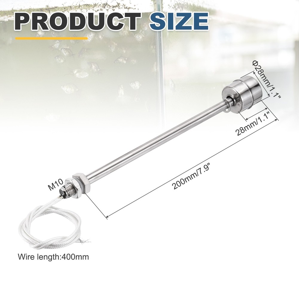 Float Switch 200mm Rod 0.5A Vertical Single Float for Pump/Alarm 1 Pcs